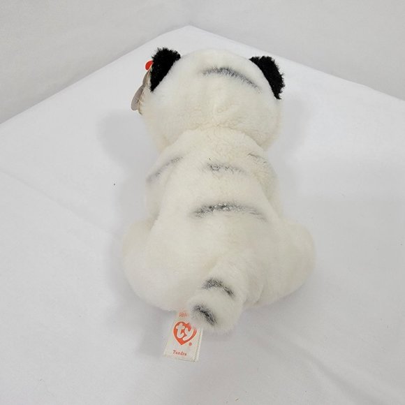 TY Beanie Baby 6" Tundra White Tiger Plush Stuffed Animal Toy with Tags Has Hole - Picture 3 of 11